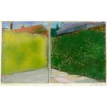 Abrahams, Ivor. Suburbs: Two Hedges Series. Mischtechnik auf Papier. Rechts unten signiert und