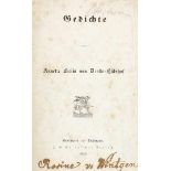 Droste-Hülshoff, Annette von. Gedichte. Stuttgart und Tübingen, Cotta, 1844. VIII, 575 S. 17,5 x