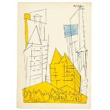 Bauhaus - - Feininger, Lyonel. Bauhaus-Karte 1 und 2. Zwei Farblithographien. Weimar, 1923. Ca. 10,5
