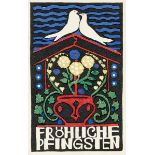Wiener Werkstätte - - Kokoschka, Oskar. Fröhliche Pfingsten. Farbig lithographierte Postkarte No. 21