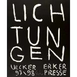 Uecker, Günther. Lichtungen - 1997/1998. Mappe mit 6 (inklusive Titelblatt) signierten Holzschnitten