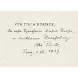 Durieux, Tilla - - Pick, Otto. Preisungen. Prag, Werner, 1937. 34 S. 1 Bl. 20 x 12 cm. Original-