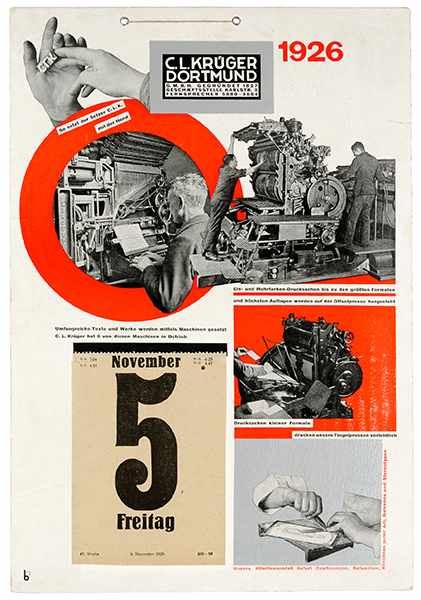 Typographie - - Burchartz, Max. Großes Plakat auf fester Pappe mit Kalender für die Dortmunder