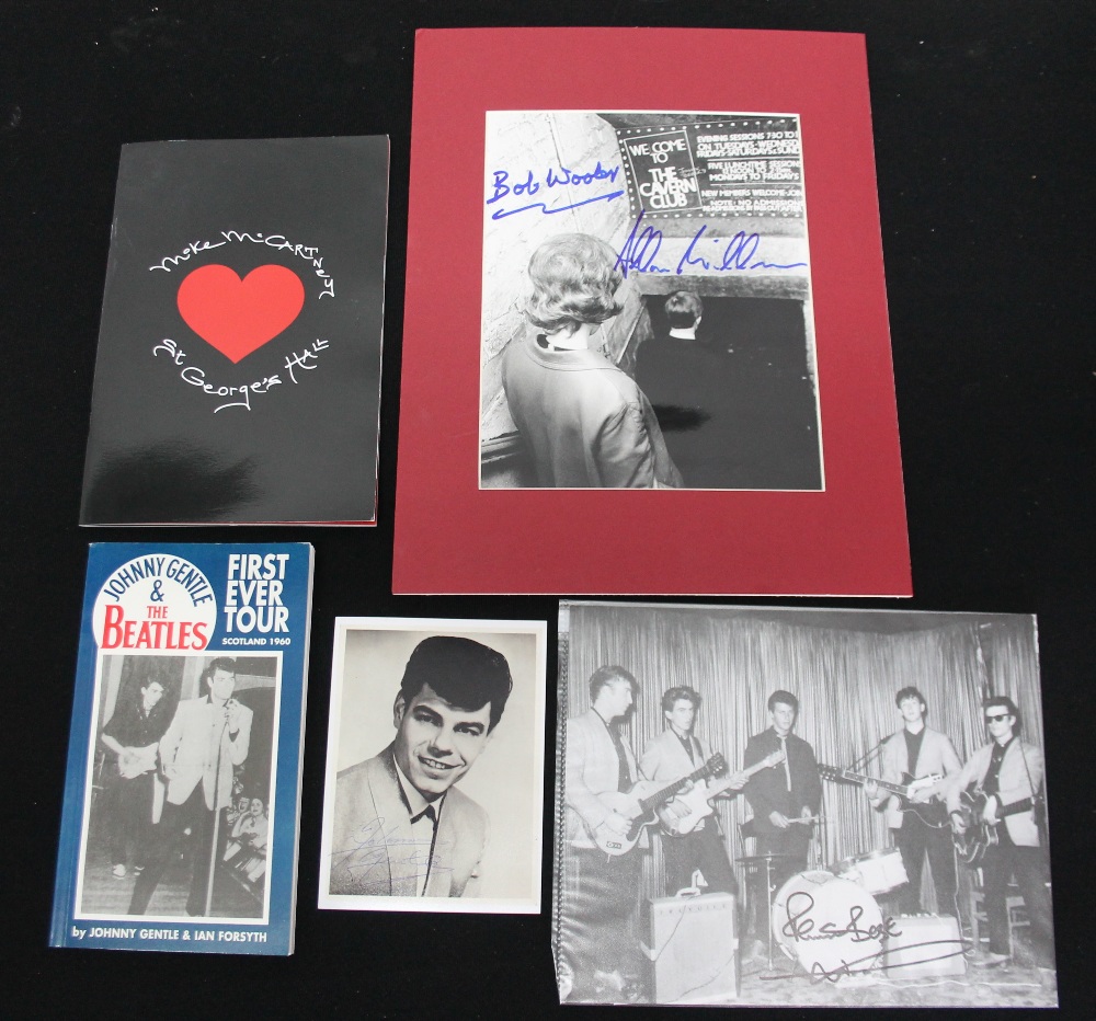 BEATLES - SIGNED - a group of signed items to include a promotional photo of The Beatles in Hamburg