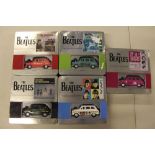 BEATLES DIE CAST CARS & T-SHIRTS - 5 tins of Beatles Single Sleeve Die Cast Collectible's to