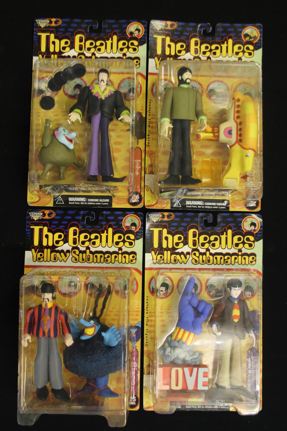 THE BEATLES - YELLOW SUBMARINE & Sgt PEPPERS - 7 MacFarlane Toys figurines in original blister