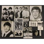 BEATLES PHOTOGRAPHS - a collection of 12 Beatles black and white photographs and postcards to