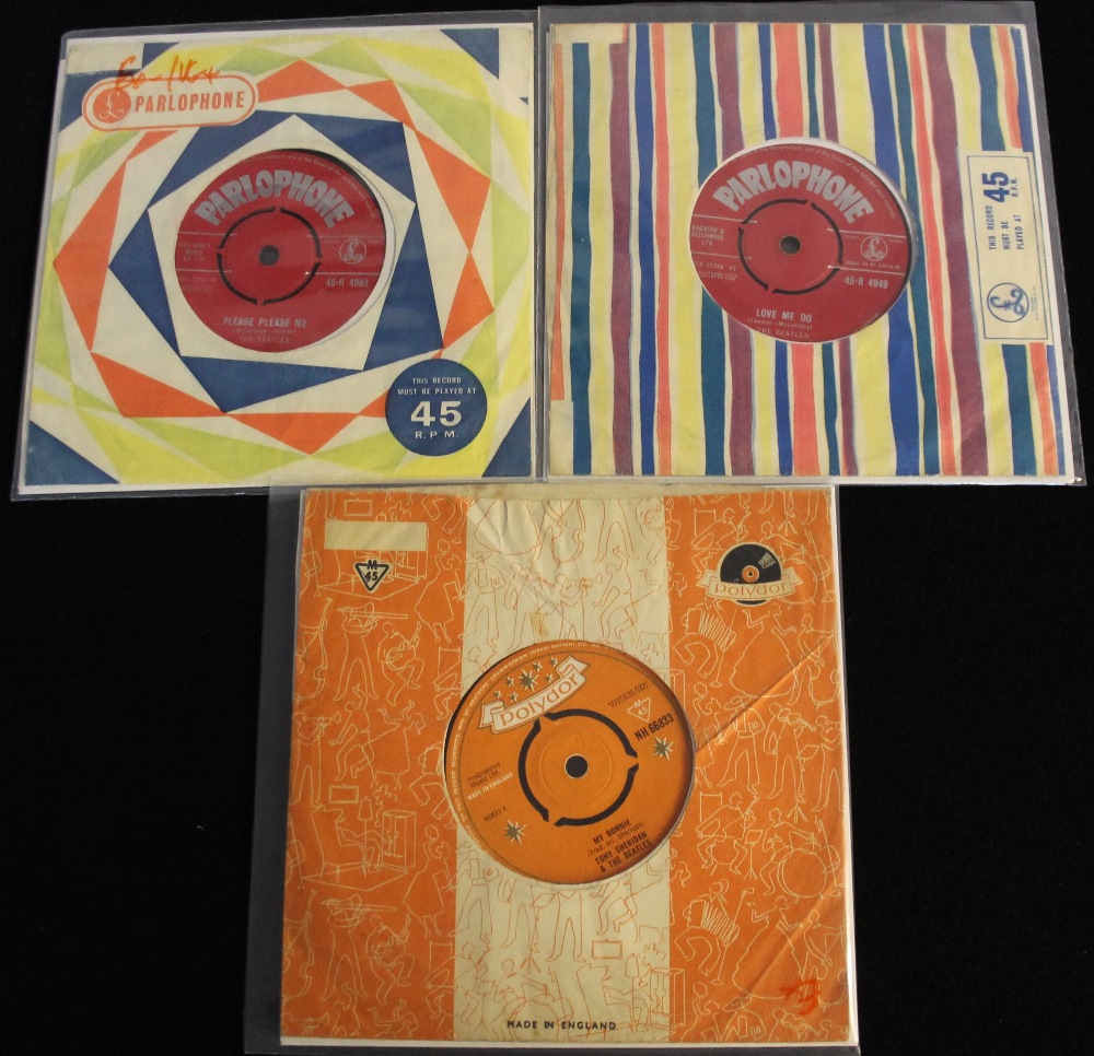 THE BEATLES - SINGLES - A lovely set of their first three UK singles.