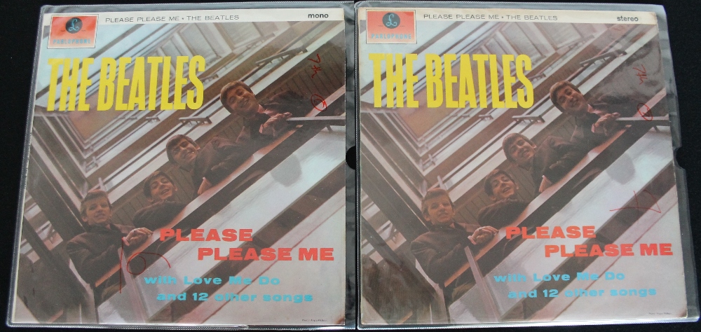 THE BEATLES - PLEASE PLEASE ME (TWO COPIES) A real collector's lot here with two versions of this