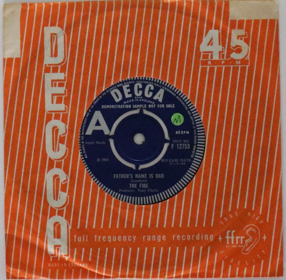 FIRE - FATHER'S NAME IS DAD - DEMO - A very hard to find demonstration copy of this essential 45