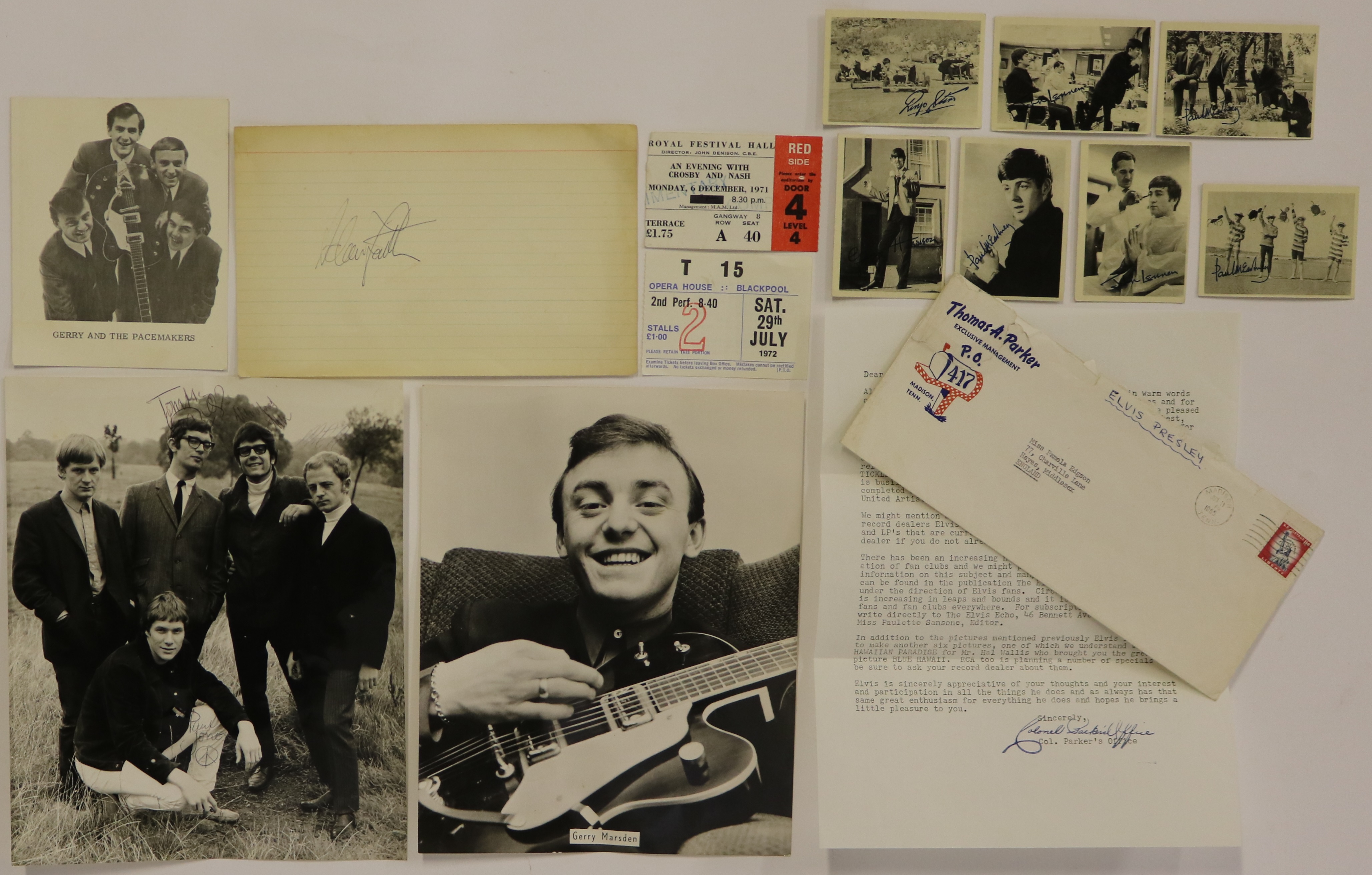 1960s BAND MEMORABILIA - a selection of memorabilia from bands of the 60s to include a Manfred Mann