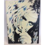 ROBERT PLANT OF LED ZEPPELIN OIL PAINTING - oil on canvas featuring a poignant image of Led Zep