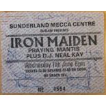 IRON MAIDEN - a signed Iron Maiden ticket from their performance at the Sunderland Mecca Centre on