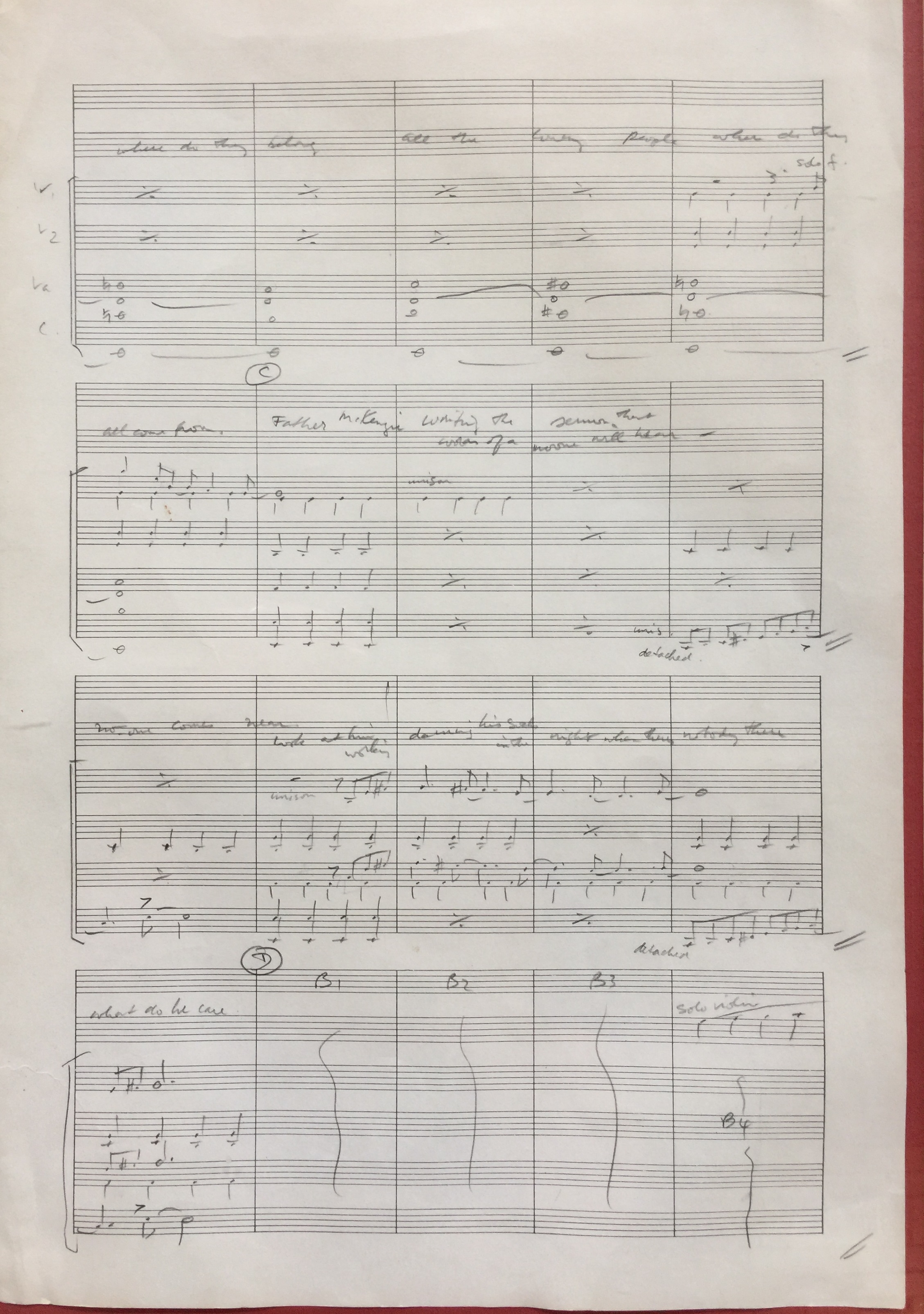 ELEANOR RIGBY MUSIC SCORE - an original handwritten musical score in George Martin's hand for Paul - Image 4 of 9