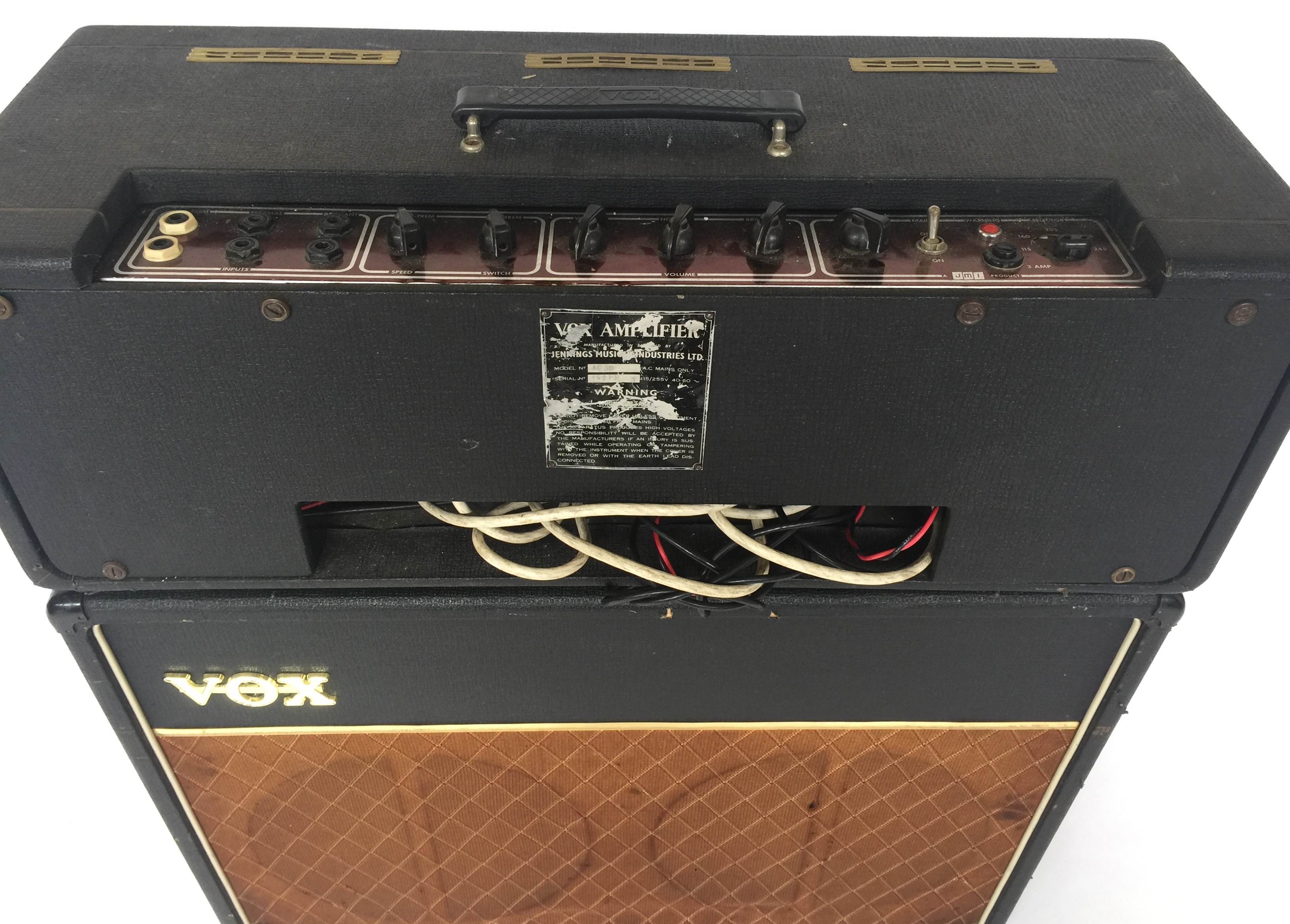 VOX AC30 1964 TWO PIECE SUPER TWIN AMPLIFIER - twin treble amplifier with AC30 2x12 cabinet speaker. - Image 3 of 6