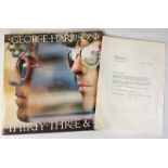 GEORGE HARRISON SIGNED LP & LETTER - a signed copy of George Harrison's 33 1/3 LP (German pressing)