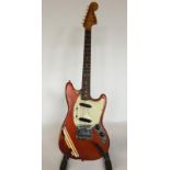 FENDER MUSTANG 1972 - Original 1972 Competition Red Mustang complete with Tremolo arm.