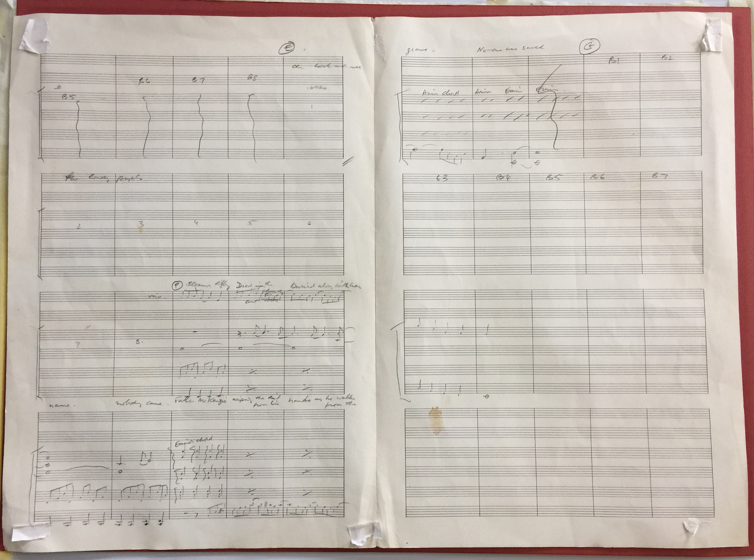 ELEANOR RIGBY MUSIC SCORE - an original handwritten musical score in George Martin's hand for Paul - Image 7 of 9