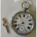 LATE VICTORIAN SILVER CASED POCKET WATCH - the back of the movement engraved with the no.