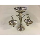 STERLING SILVER EPERGNE - with inscription reading "Presented to Mr & Mrs Dick Hardwick by the