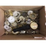 WATCH DIALS & MOVEMENTS - box of 60 to 70 watch dials and movements along with a number of spare