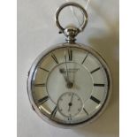VICTORIAN SILVER CASED POCKET WATCH - the back of the movement engraved "Joseph Ainsworth 9a Darwen