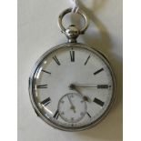 LATE VICTORIAN SILVER CASED POCKET WATCH - the back of the movement engraved with the no.