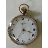 9CT GOLD R. STANTON POCKET WATCH - enamel dial with Roman numerals marked "Specially examined R.