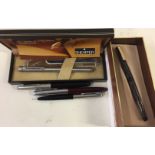 SHEAFFER & PARKER PENS - five pens to include a boxed Sheaffer fountain pen with stainless steel