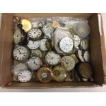 POCKET WATCH SPARES - box of around 40 pocket watches for spares/repair.