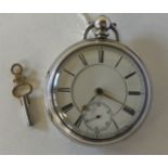 LATE VICTORIAN SILVER CASED POCKET WATCH - the back of the movement engraved "E.