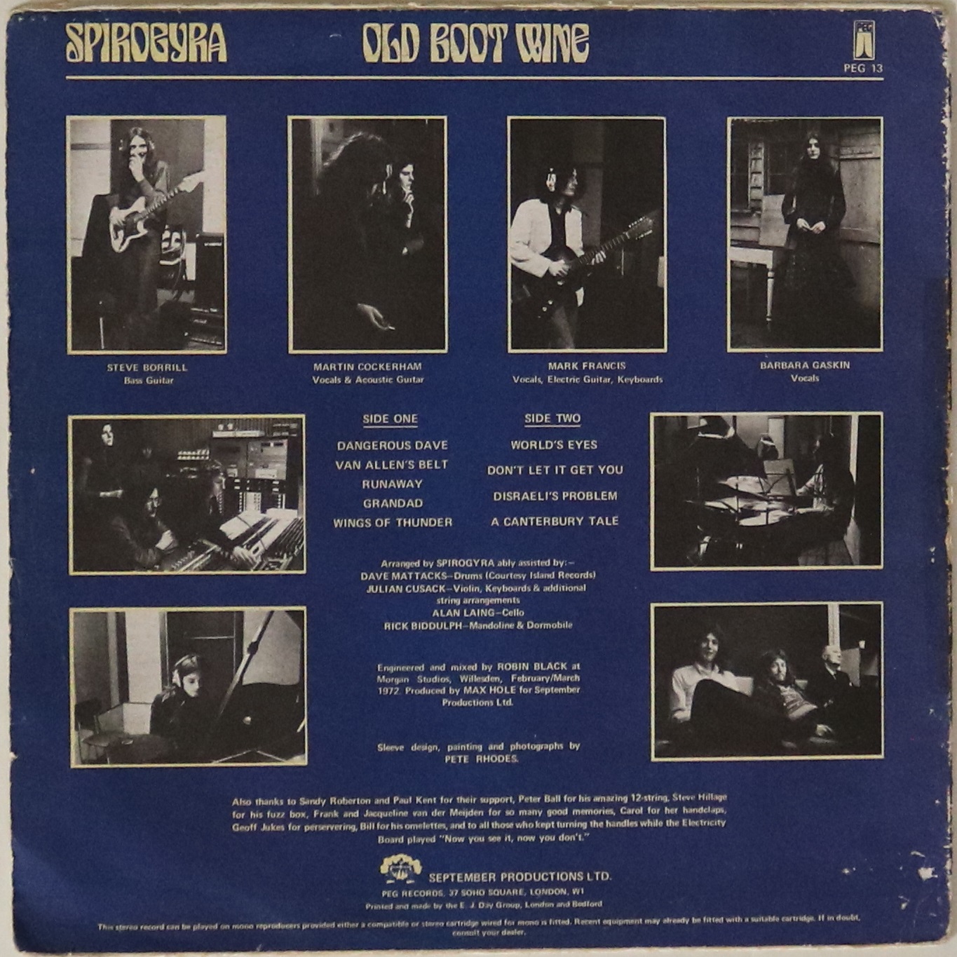 SPIROGYRA - OLD BOOT WINE - The marvelous 2nd LP from Lancashire legends Spirogyra (definitely not - Image 2 of 4