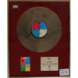 QUEEN BPI GOLD LP HOT SPACE - Gold BPI award presented to Mercury's manager Paul Prenter to