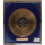 QUEEN - NEWS OF THE WORLD EMI AWARD - Framed gold sales award presented to band co-ordinator Pete