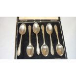 Set of six silver teaspoon in presentation case Sheffield 1948 by 83 g