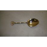 Cantonese sterling silver tea spoon with luck charm decoration stamped Waikee 12 g