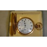 Vintage Vertex half hunter pocket watch Swiss 15 jewel movement in a Dennison case in a Brufords of