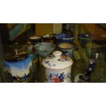 Shelf of decorative china including lustre jugs