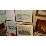 3 x 20th century watercolours including 2 x marine scenes 1 x Janet Langmaid