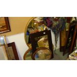 Assorted mirrors including 19th century oval bevelled glass mirror in gilt gesso frame