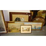 Assorted watercolours inlcuding Barrett landscape,