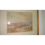 20th century watercolour Country Landscape with Farm 24 cms x 33 cms F&G