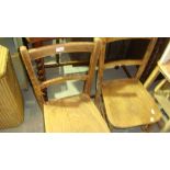 Pair of vintage childs chairs with wooden seat & boxed lampshade