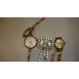 Vintage ladies Rotary wristwatch with 9 ct gold strap and one other with 9 ct gold strap