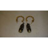 Pair of 9 ct gold earrings & pair silver earring modelled as slippers