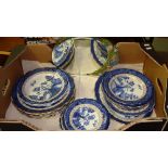 Assorted blue and white china & barabole mirror