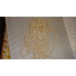 Large amount of strung pearls