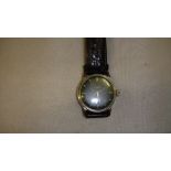 Vintage Gents Omega Seamaster wristwatch with black face later leather strap