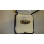 9 ct gold ring set with three sapphires and small diamonds 3 g 58 m