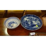 19th century blue and white plate & Chinese bowl